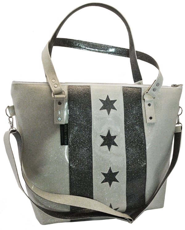 White and Silver Flag in Glitter Vinyl on WhiteGlitter Vinyl