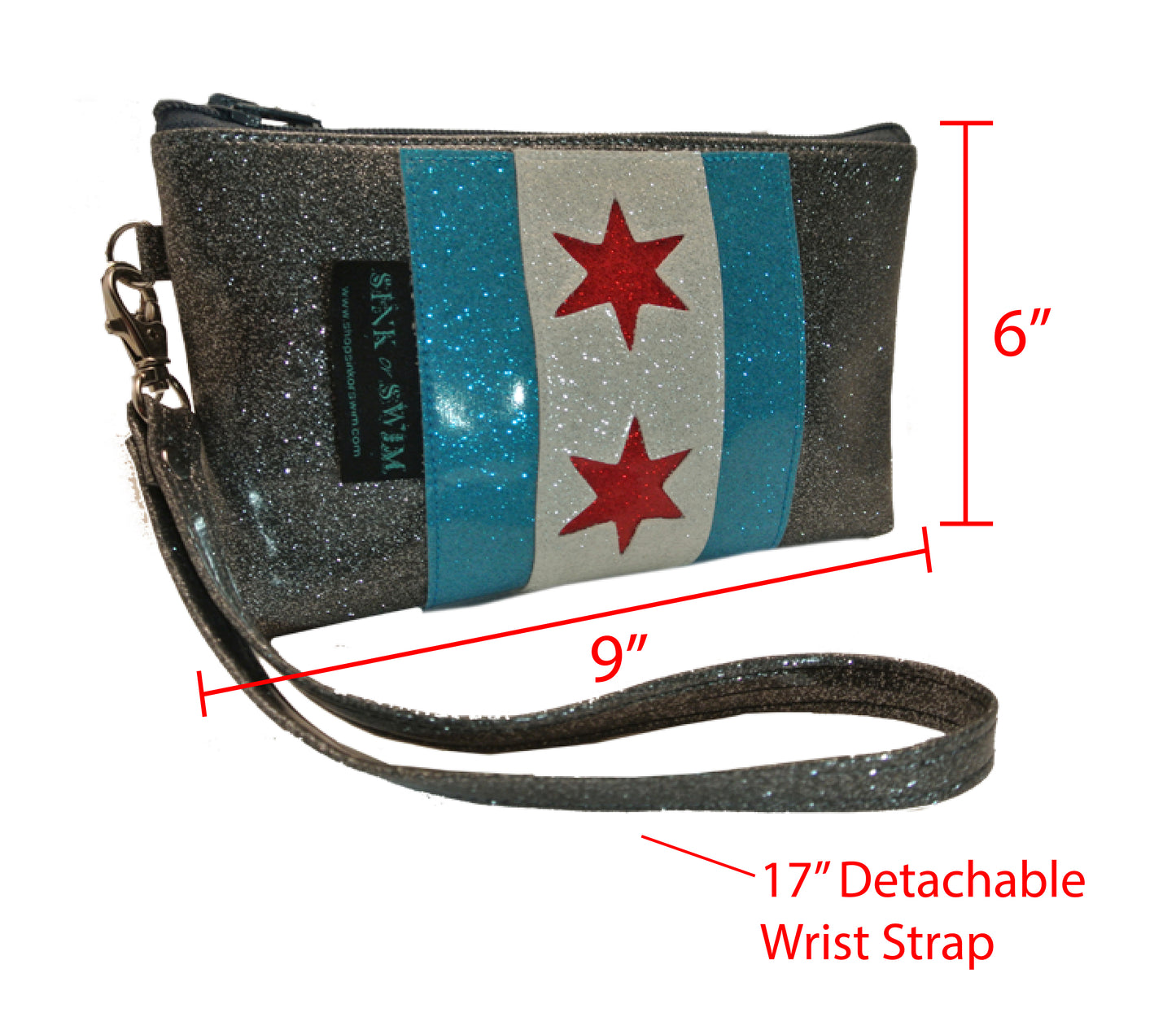 Chicago Flag Wristlet